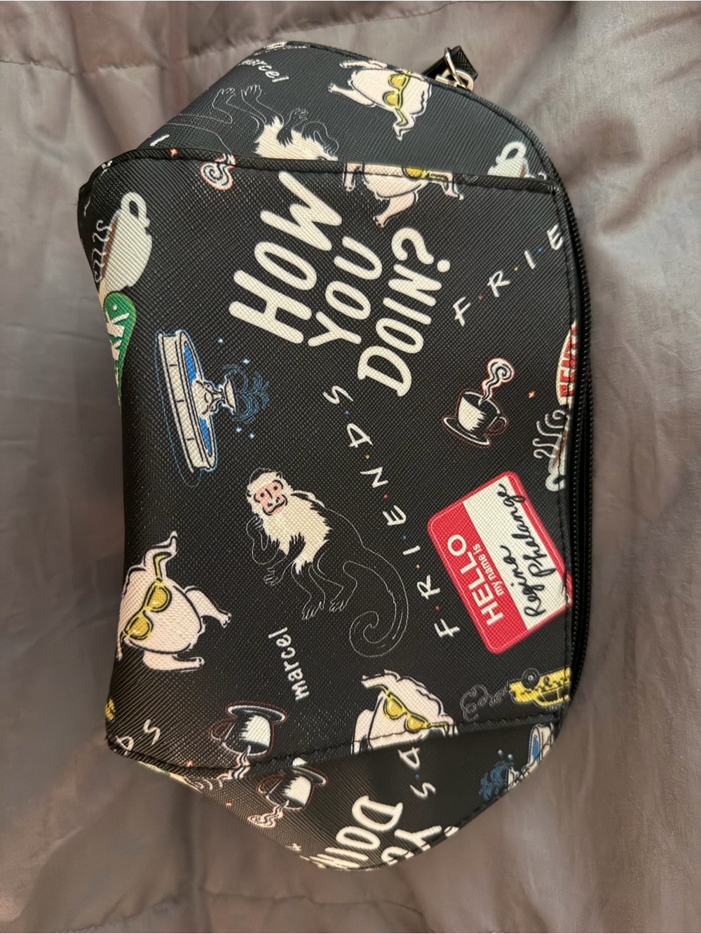 Friends "How You Doin'?" Black Graphic Cosmetic Bag